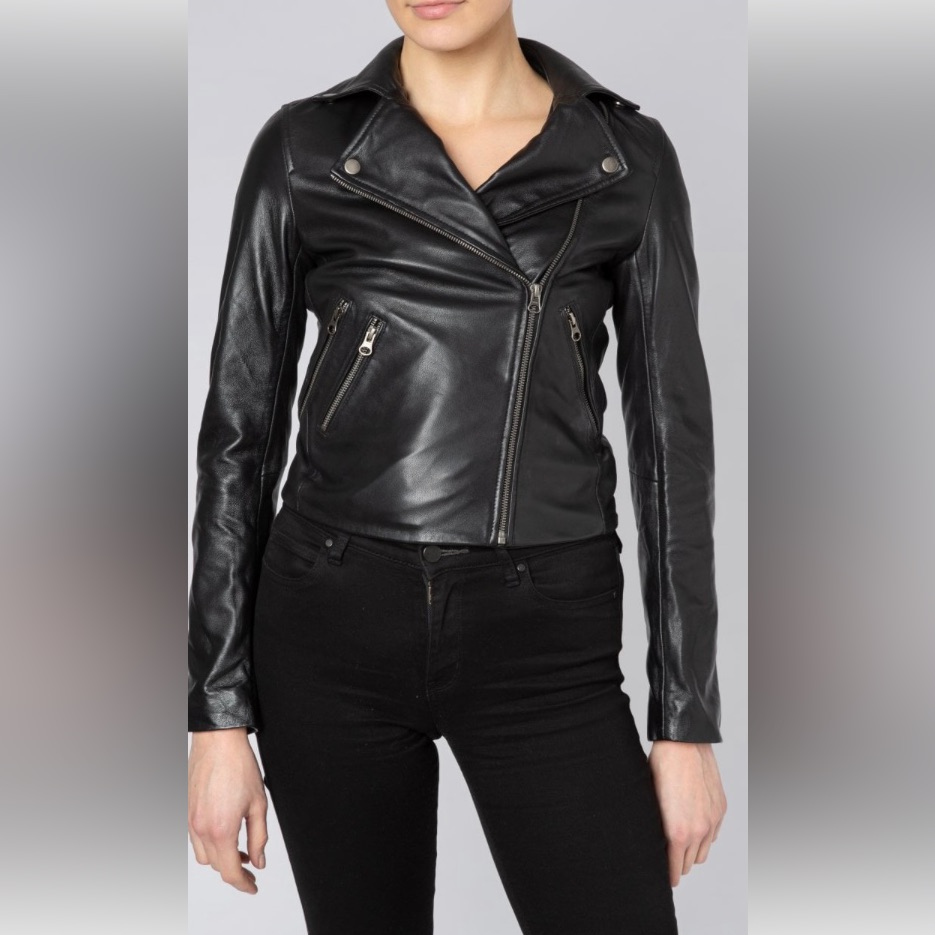 Muubaa London Leather Moto Jacket Size 12 Bikercore